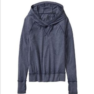Athleta Sugar Rush Blue Heathered Hoodie Sheer Top Small